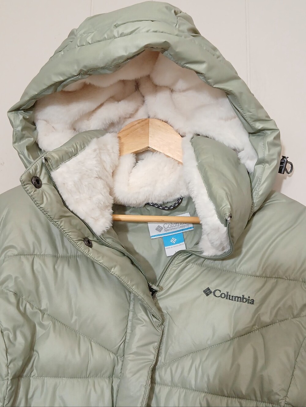 Columbia Insulated Puffer Jacket Peak to Park III With Removable Hood Sage Green - Picture 6 of 16